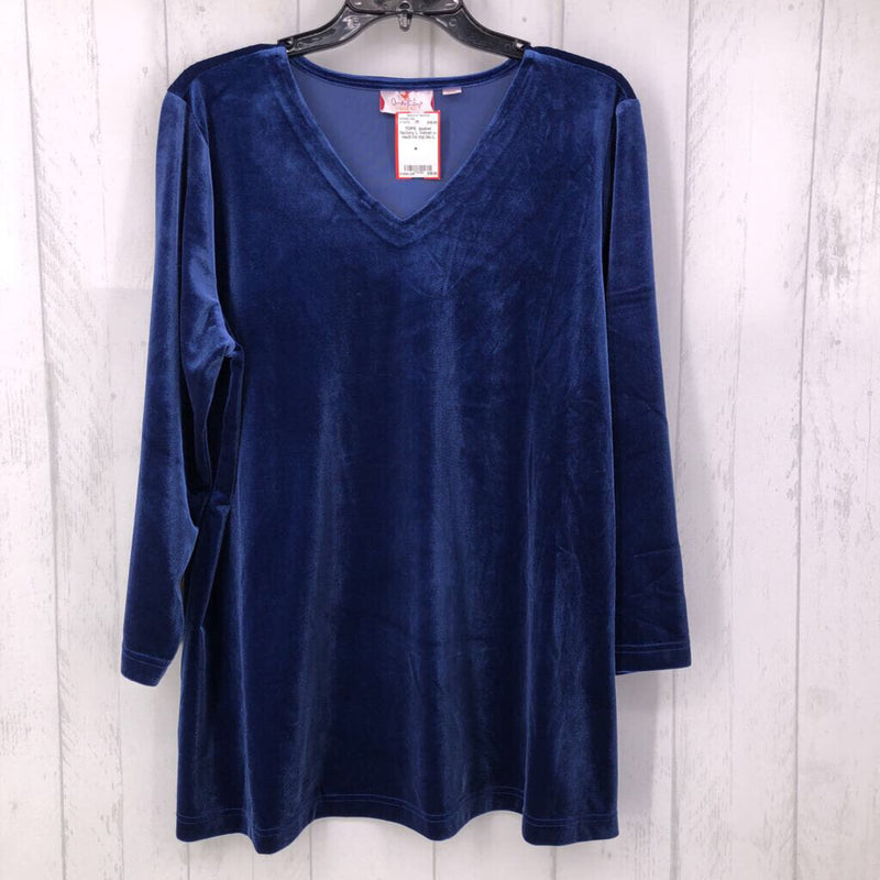 L Velvet v-neck l/s top