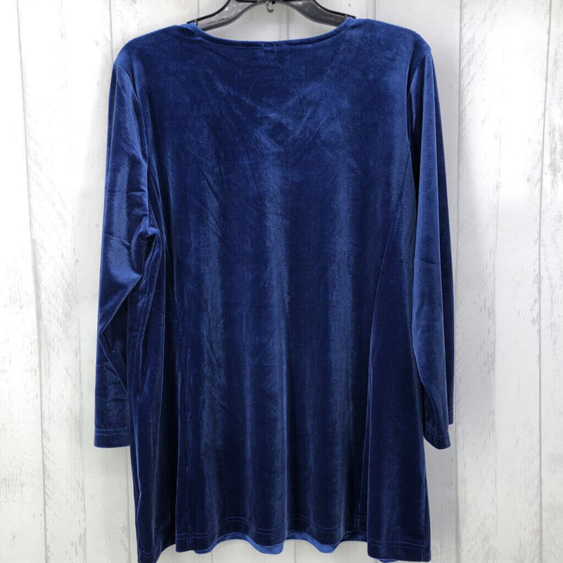 L Velvet v-neck l/s top