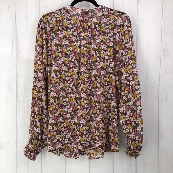 1X Flo print button front l/s top