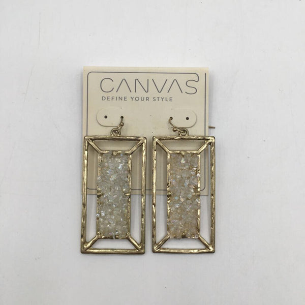 Goldtone rectangle drop earrings