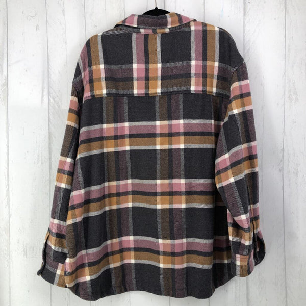 XXL l/s plaid button shacket