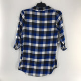 M Plaid Colts button down l/s top