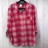 R70 XXL Plaid button down l/s top