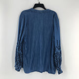 2(L) Embroidered slv denim l/s top