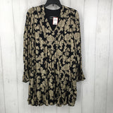 M Metallic floral print l/s dress