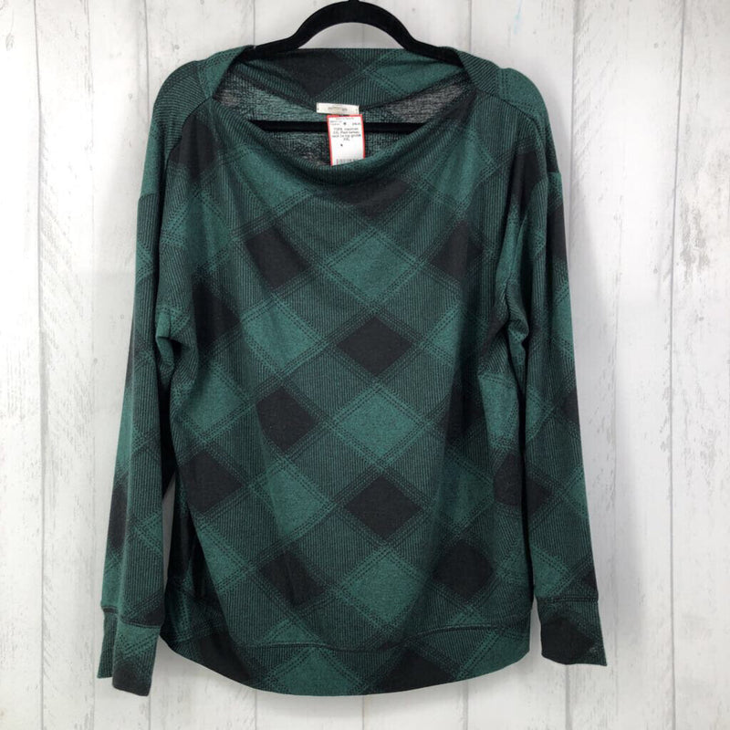 XXL Plaid bateau neck l/s top