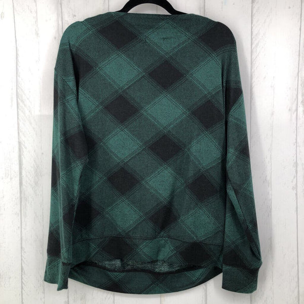 XXL Plaid bateau neck l/s top