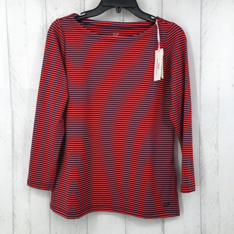 S Striped 3/4 slv top