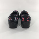 6.5 flower print slip on wedges