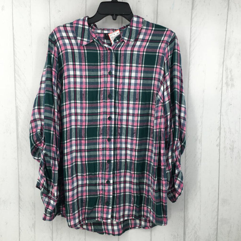 14/16 Plaid button down l/s top