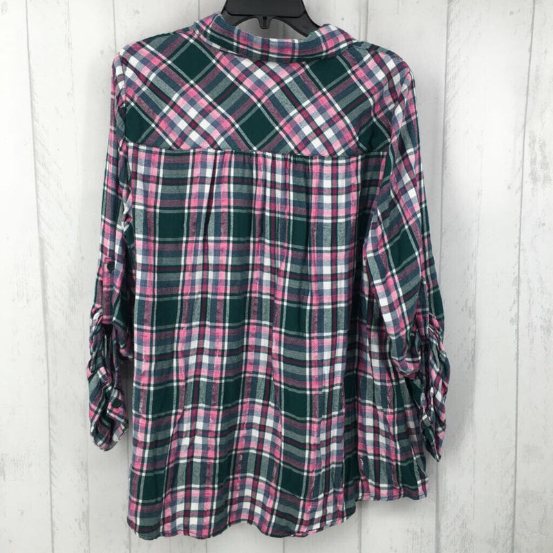 14/16 Plaid button down l/s top