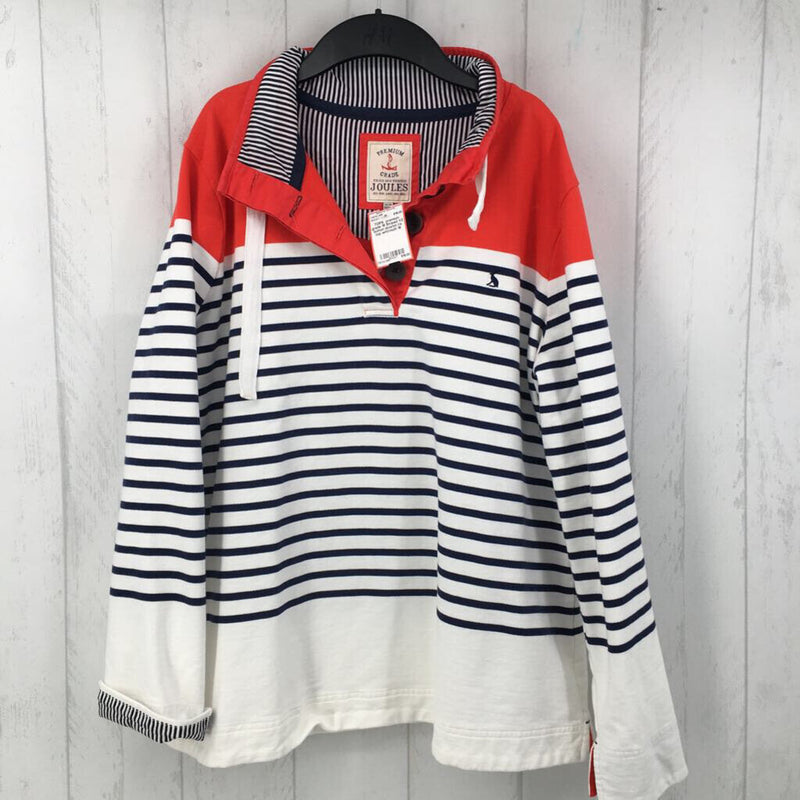 16 Striped 1/2 button downm l/s top