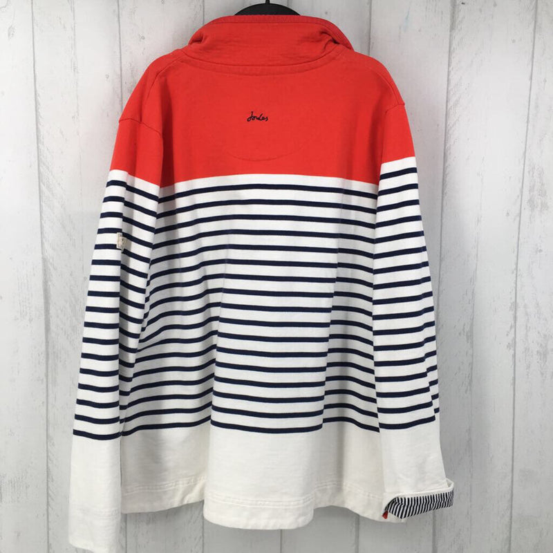 16 Striped 1/2 button downm l/s top