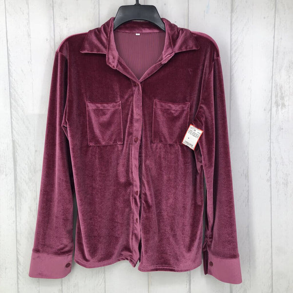 S Velvet button down l/s top