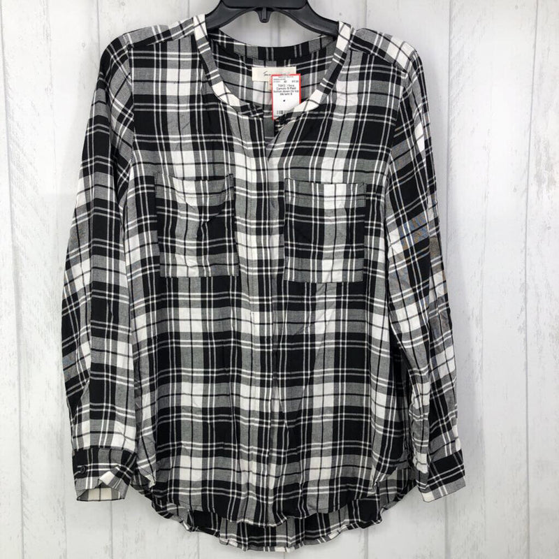 S Plaid button down l/s top