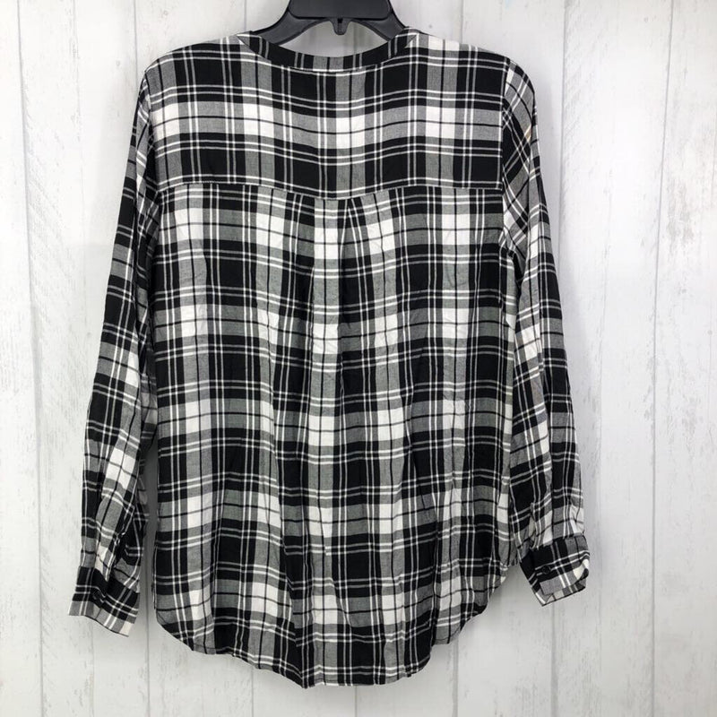 S Plaid button down l/s top