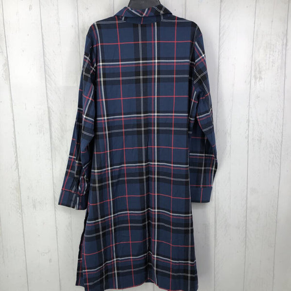 S Plaid button down l/s dress