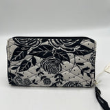 zip around rose print wallet