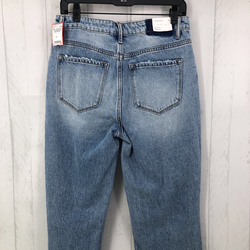 28 Hi-rise straight leg jeans