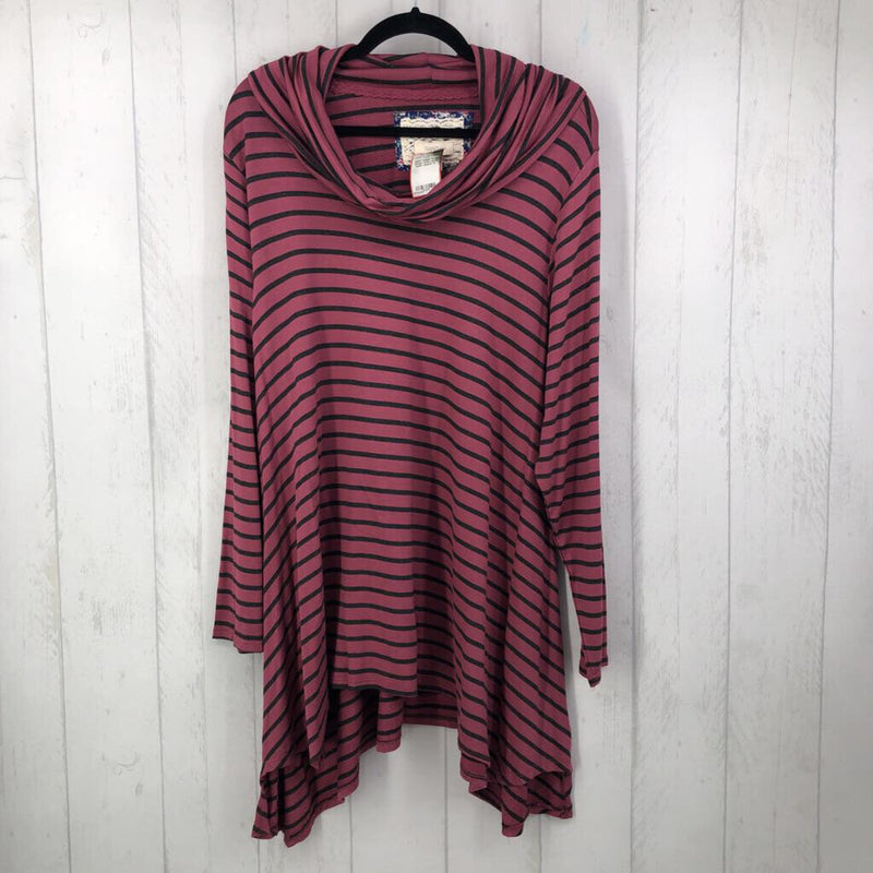 1x l/s stripe cowl neck tunic