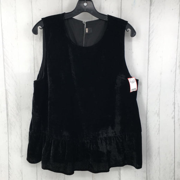 M Velvet peplum slvls top