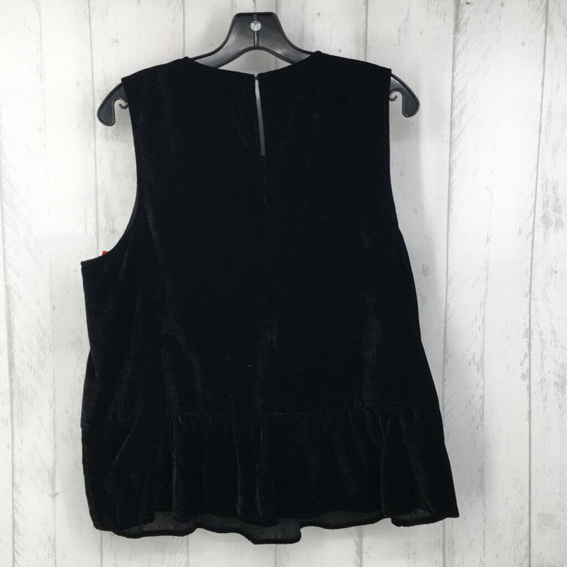 M Velvet peplum slvls top