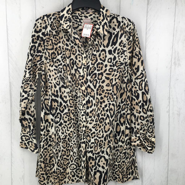 1(M) Animal print button down l/s top