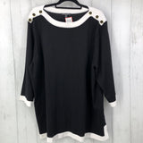 3X Bateau neck w buttons 3/4 slv sweater