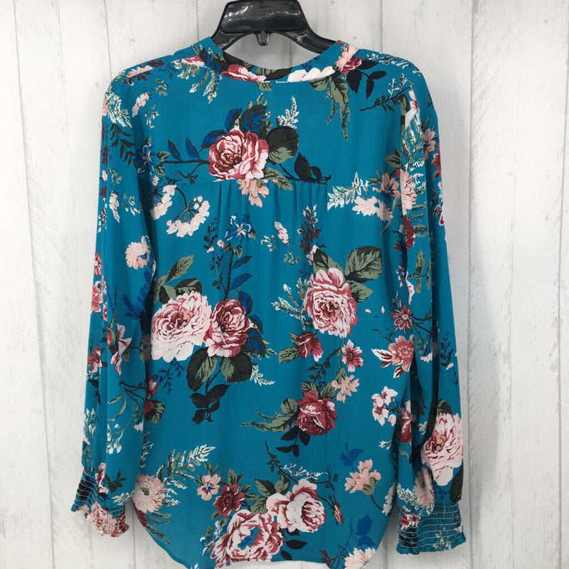 M Flo print half button down l/s top