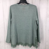 L Marled lace hem l/s top