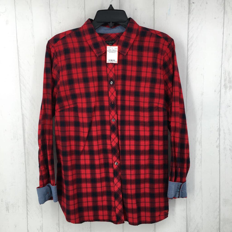 L Plaid button down l/s top