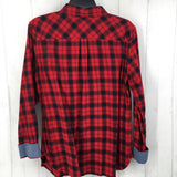 L Plaid button down l/s top