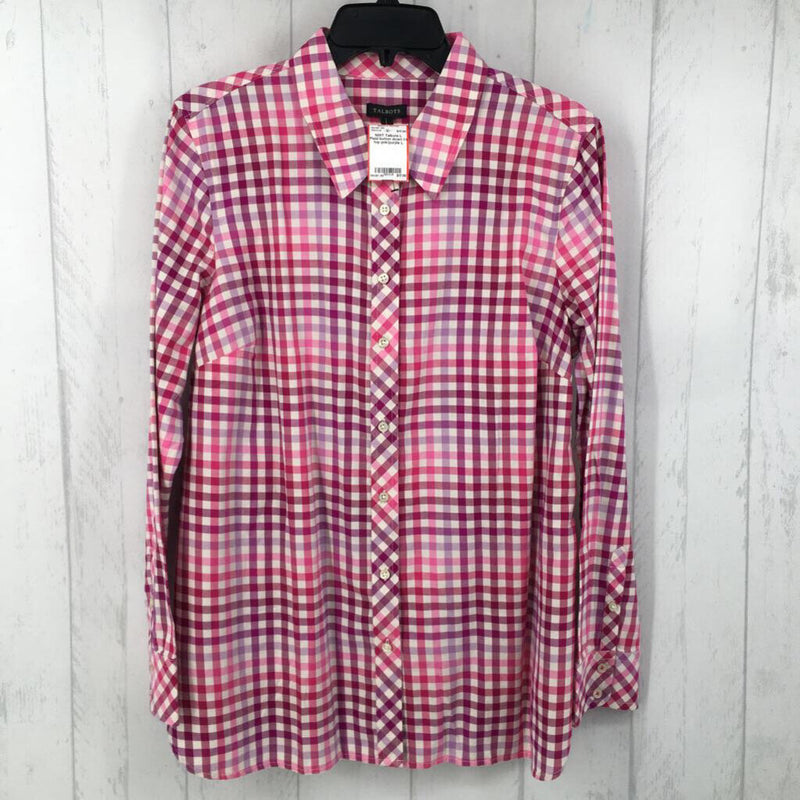 L Plaid button down l/s top