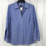 12 Striped quarter button down l/s top