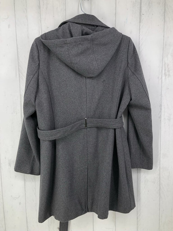 XL Belted hooded wool blend pea coat