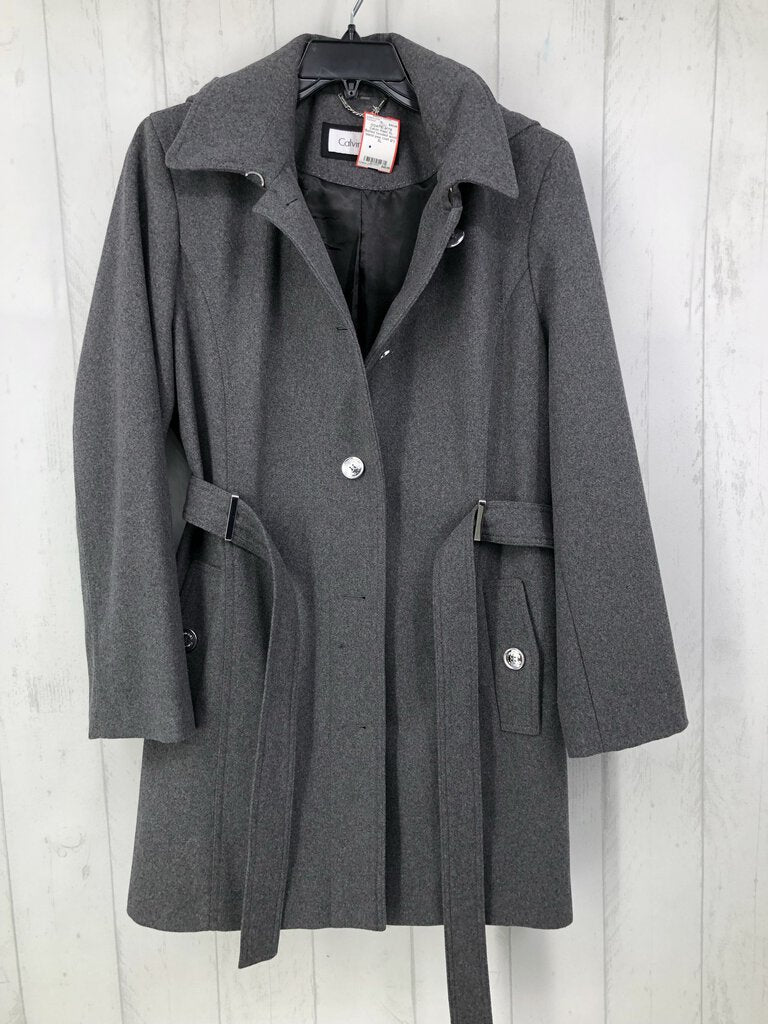 XL Belted hooded wool blend pea coat