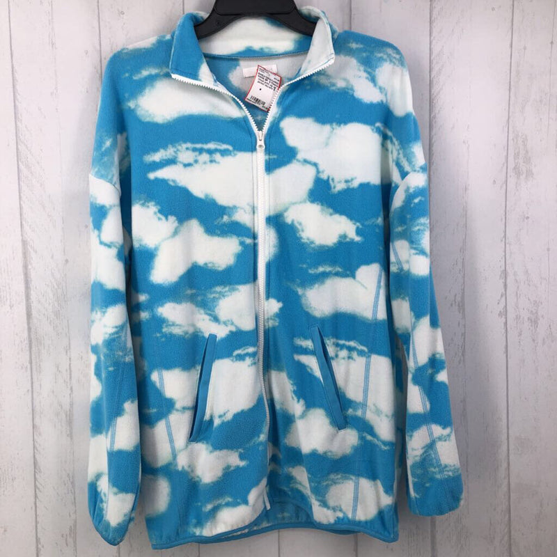 S Fleece cloud print zip up jacket