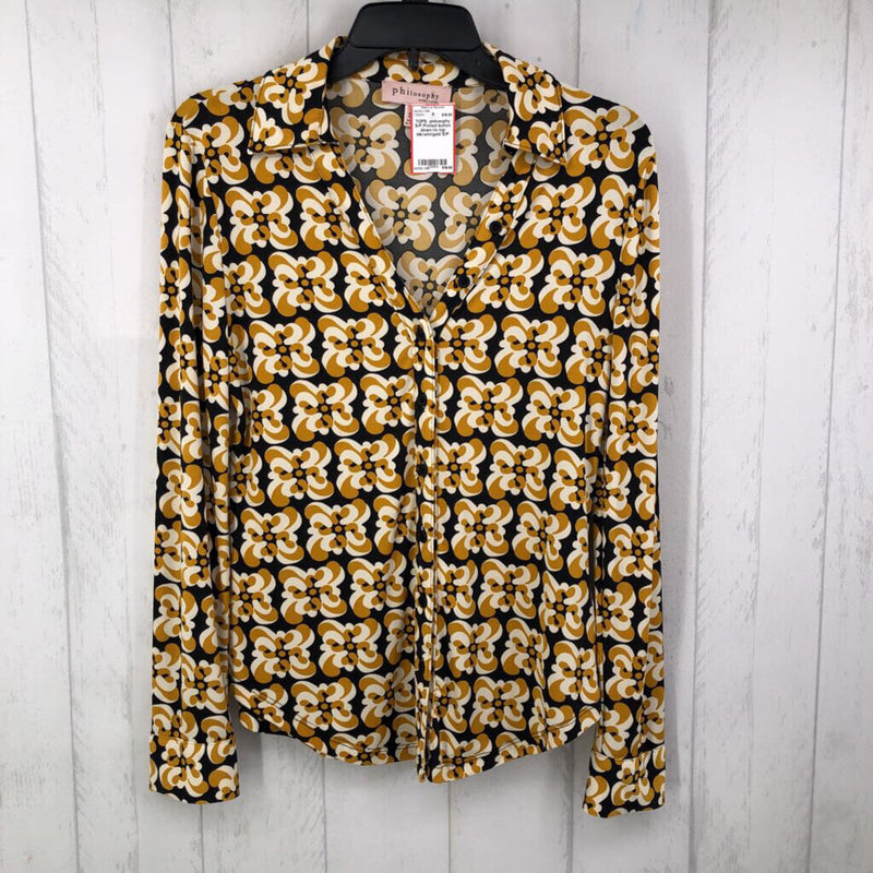 S/P Printed button down l/s top