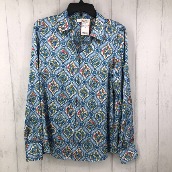 M Printed button down l/s top