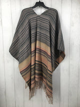 O/S Fringe hem poncho