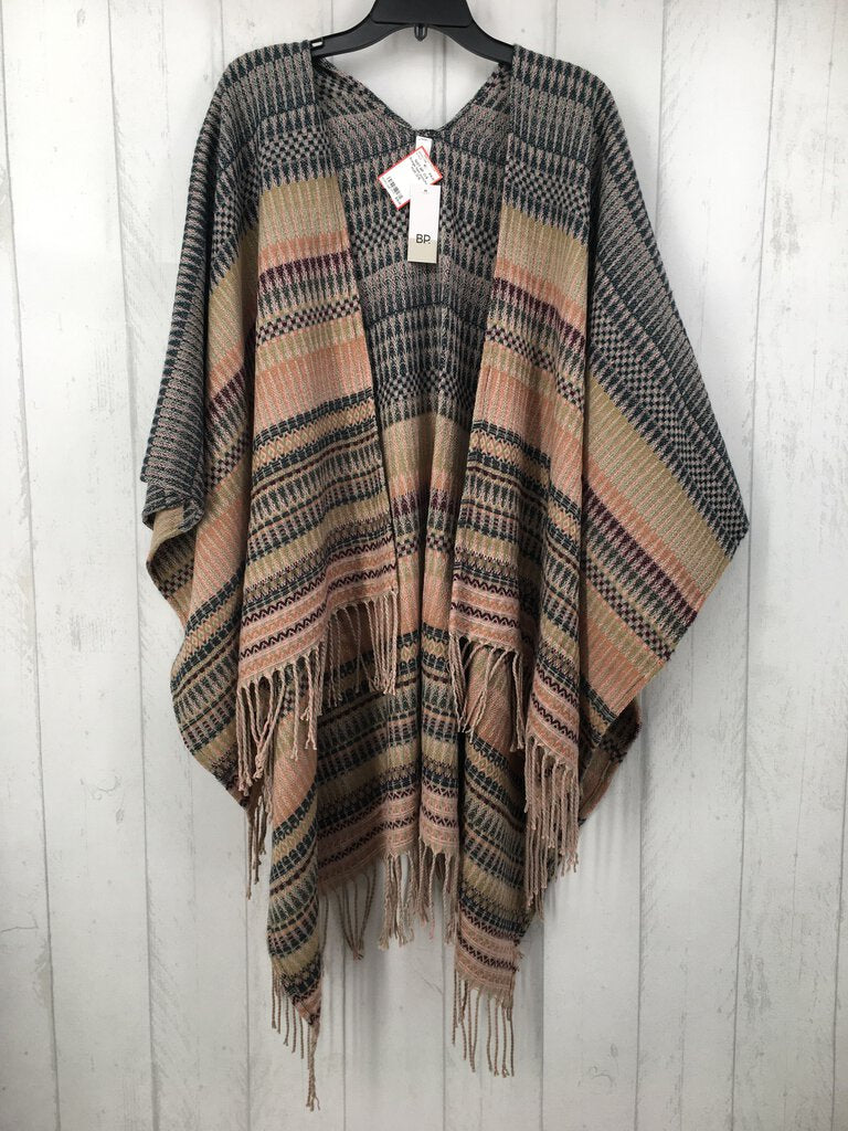 O/S Fringe hem poncho