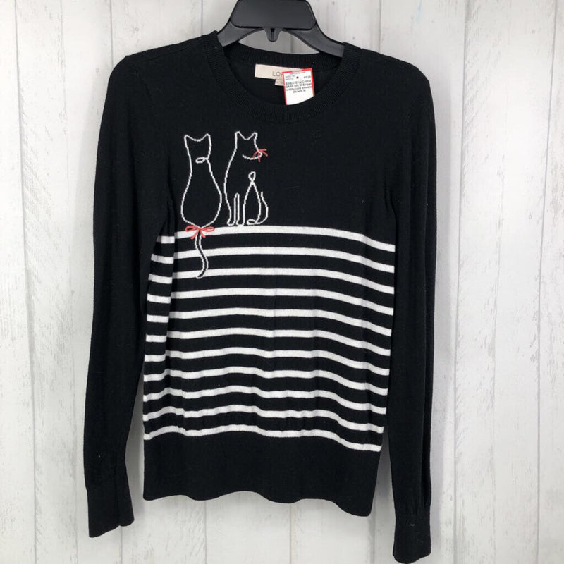 M Striped w kitty cats sweater