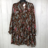 2Pc L Semi sheer flo print dress