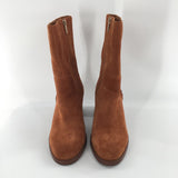 8 suede heel side zip boots