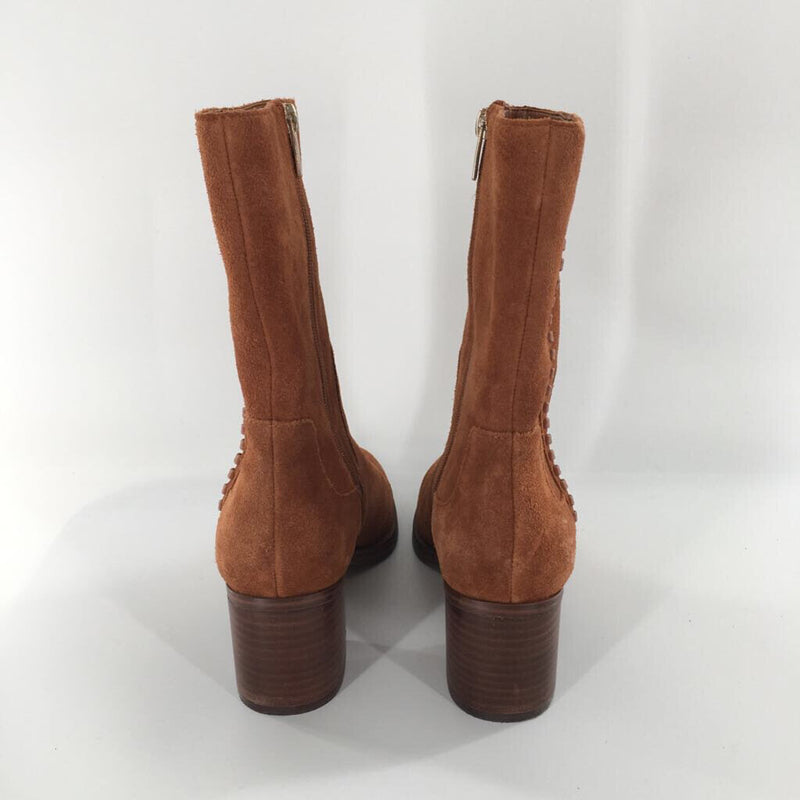 8 suede heel side zip boots