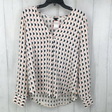 S Printed v-neck l/s top