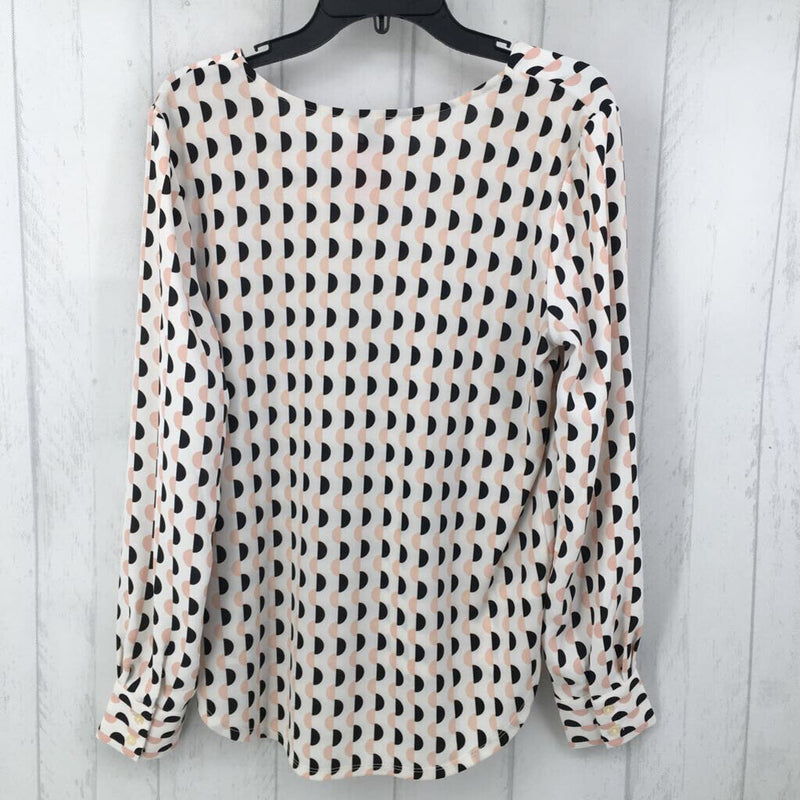 S Printed v-neck l/s top