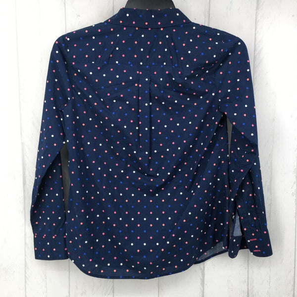 XS Polka dot button down l/s top