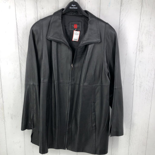 1x zip leather coat