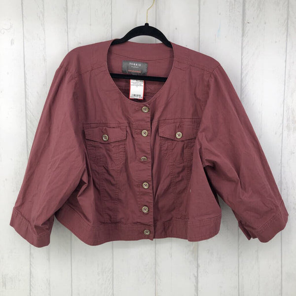 4 3/4 slv crop button jacket